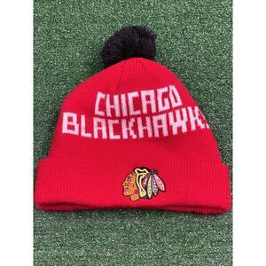 Chicago Blackhawks‎ Hockey NHL Winter Beanie Hat With Pom Red Fan Favorite OSFA
